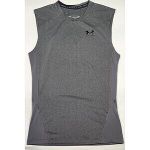 Under Armour HeatGear Compression Men's Gray Muscle Sleeveless Tank Top Shirt L